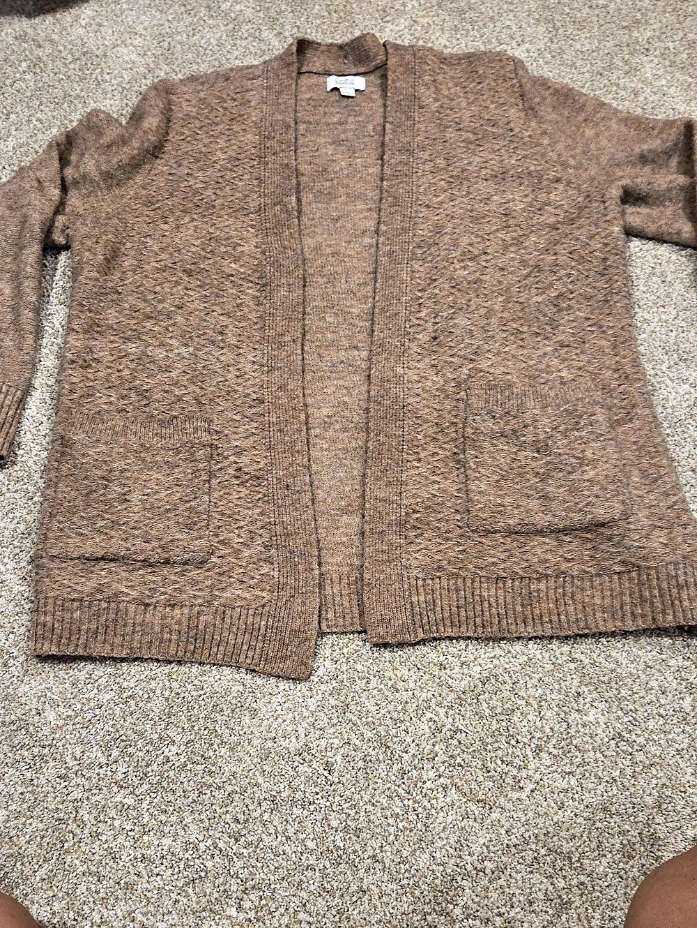 Croft & Barrow Brown Open Front Cardigan Size Large Like New